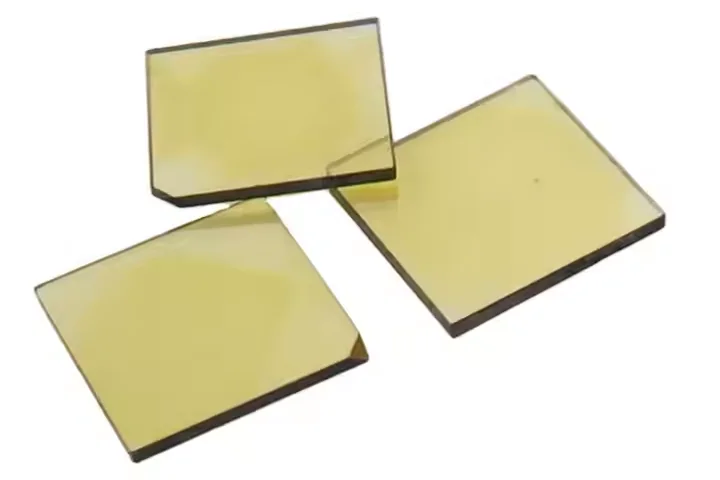 Three yellow HPHT single-crystal diamond plates