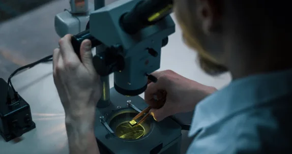 A diamond plate inspected under a polarising microscope
